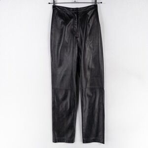 Mixit Leather Pants Womens 4 Black Lined High Rise Slim Straight Classic Vintage